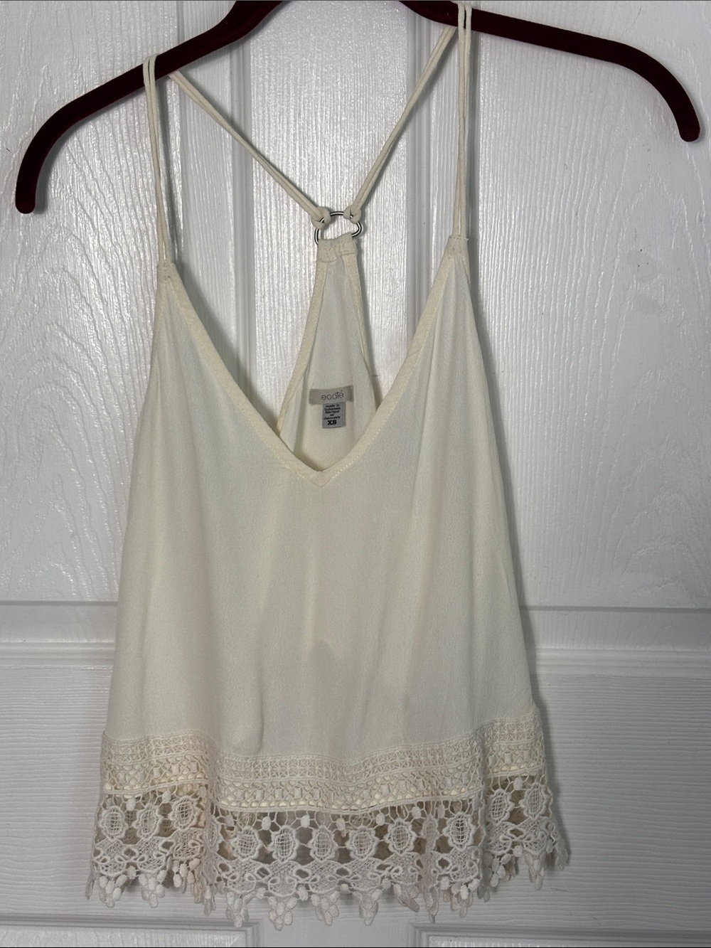Ecote Ivory Crochet Trim Racerback Tank Top Size XS